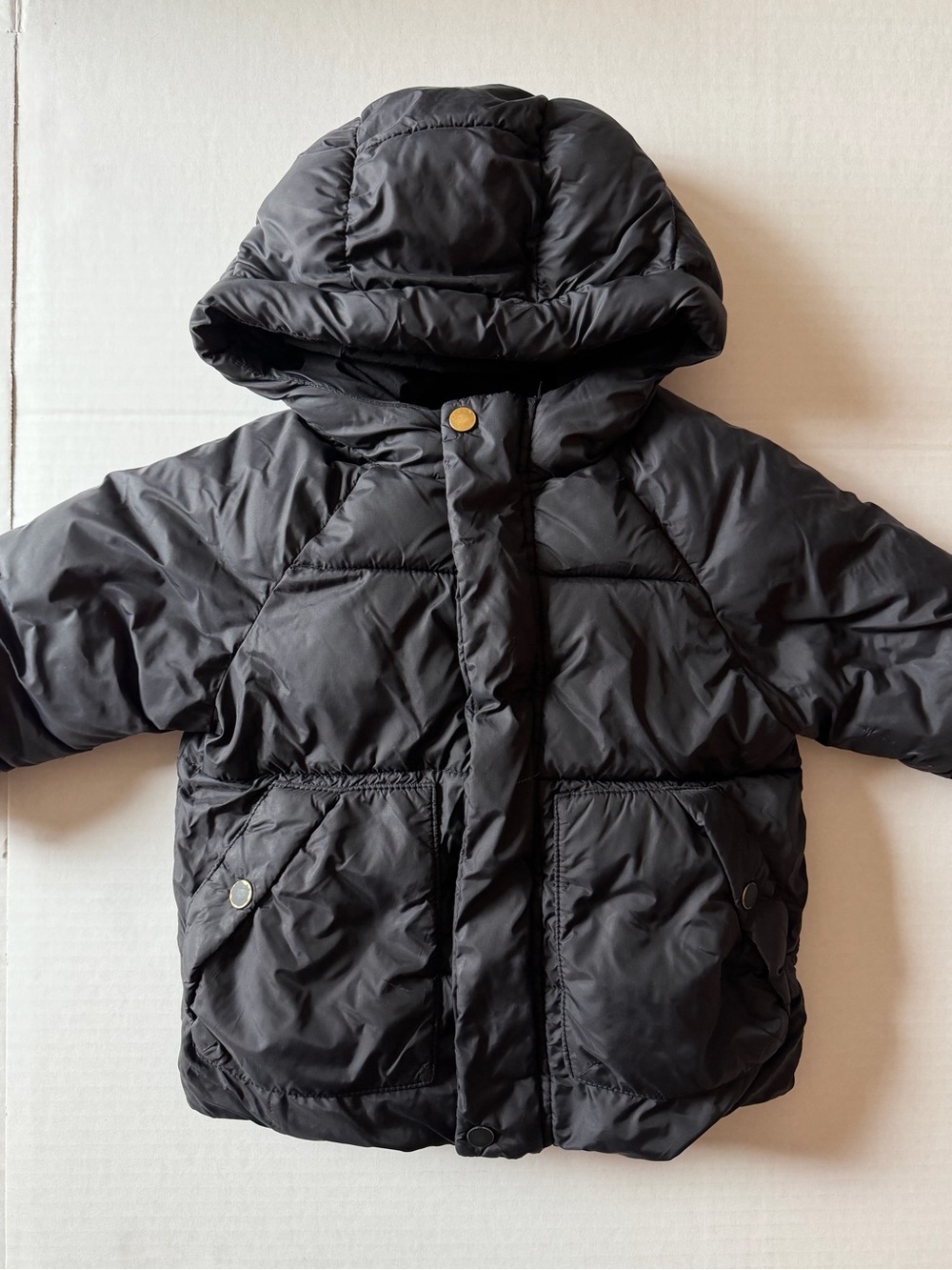 ZARA Kids Black Fleece Lined Hooded Puffer Jacket 18-24M 92
